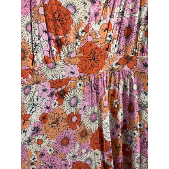 Torrid Women's Plus Size Pink & Orange Floral Maxi Dress Size 4 4X Flowers - Picture 5 of 5